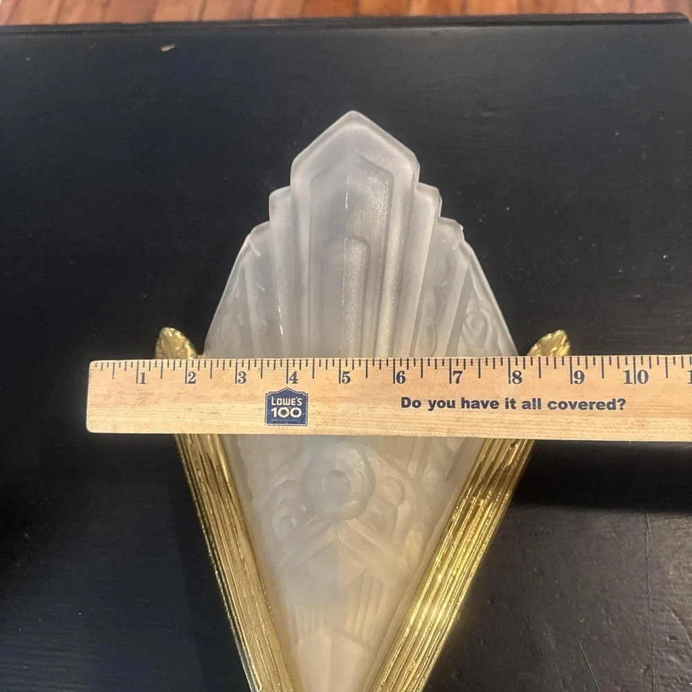 Pair Art‎ Deco Revival Wired Wall Sconce, Frosted Shell Slip Shade, A+ Condition
